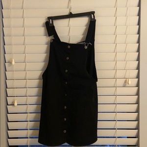 Black button up overall dress